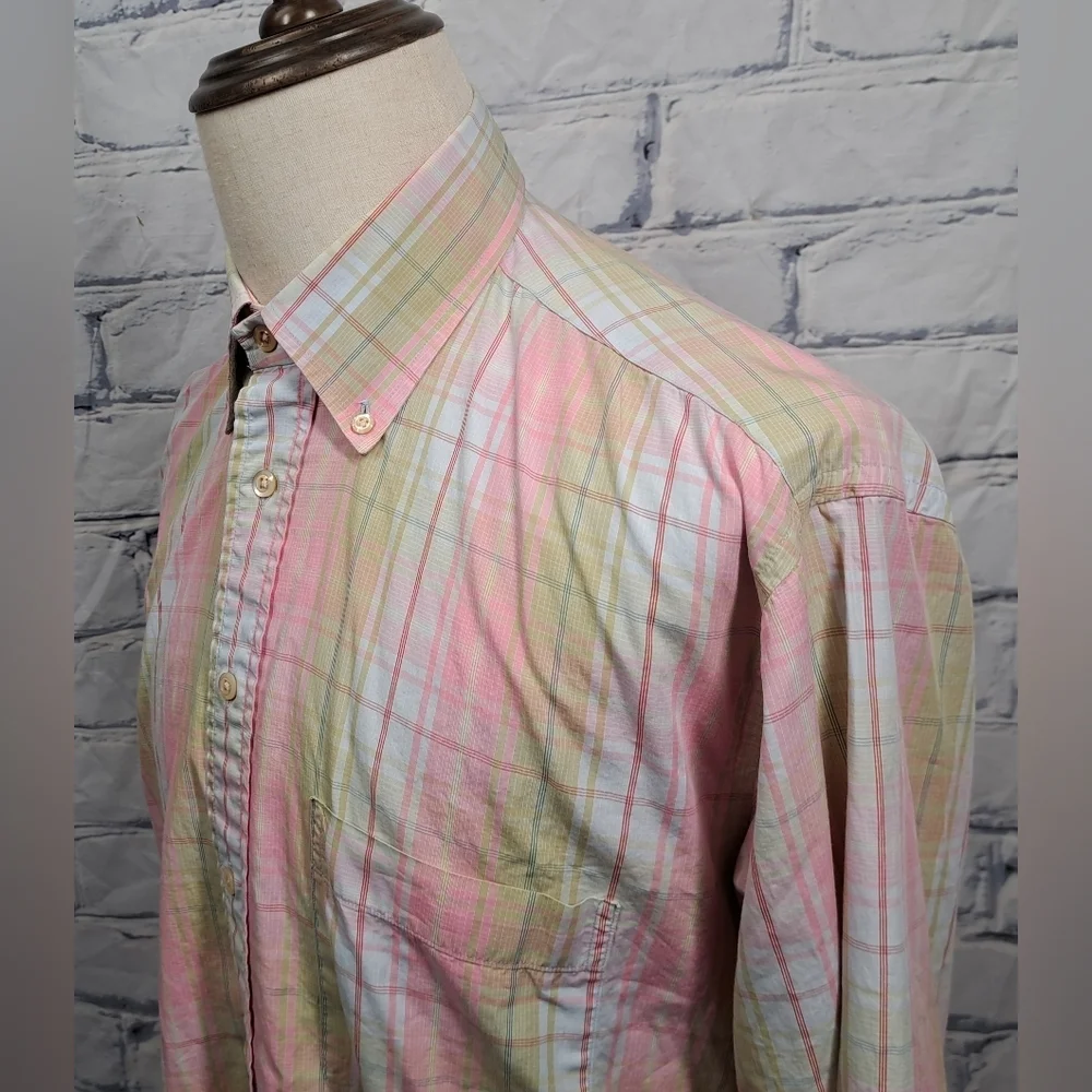 Burberry London Men's Button Down Shirt Check Vintage USA 90s Relaxed Fit Medium - Picture 1 of 16